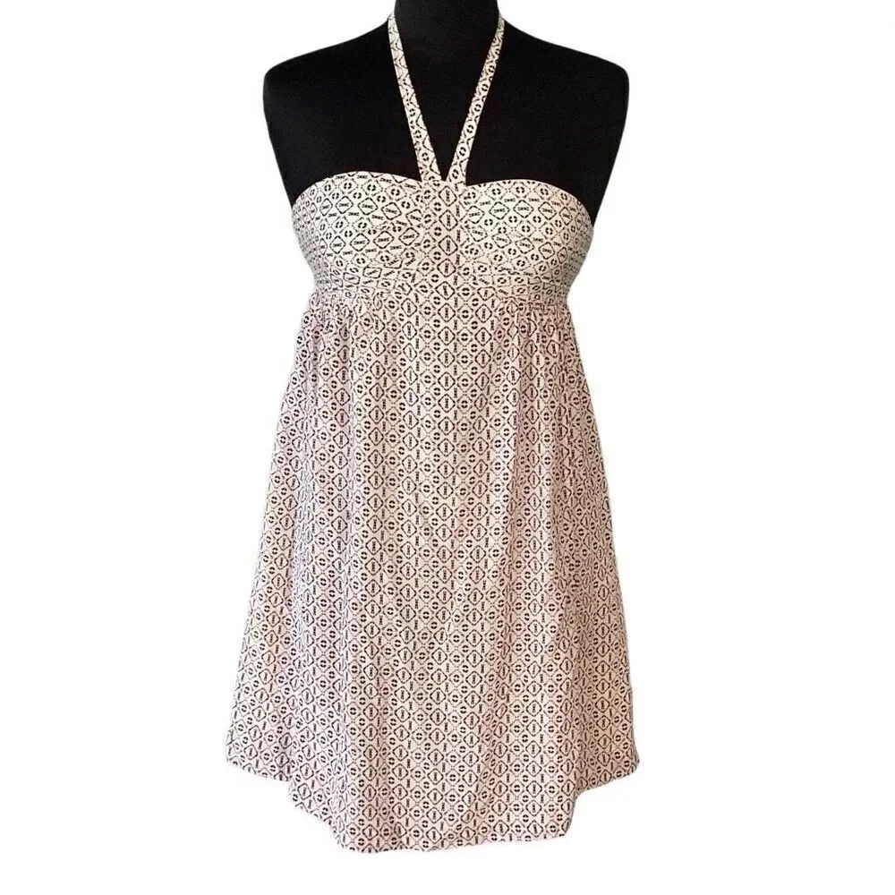 Madewell Silk Convertible Halter Dress Echo Grid Women’s Sz 0